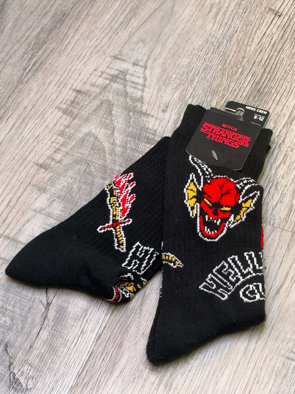 Stranger Things Hellfire Mens Crew Socks Size 8-12
